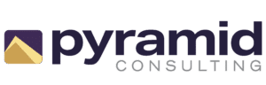 Logo for Pyramid Consulting with a stylized gold pyramid inside a purple square, followed by the word pyramid in bold dark text and CONSULTING in light gray capital letters underneath.