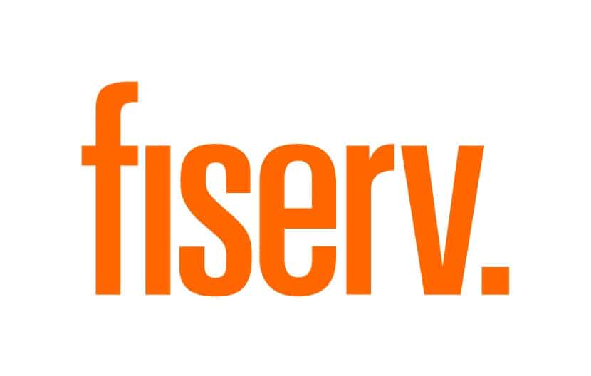 The Fiserv logo with the company name in bold, lowercase orange letters and a period at the end on a white background.