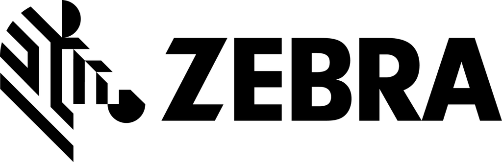 Zebra Technologies logo with a stylized zebra head made of black stripes on the left and the word ZEBRA in bold black letters on the right.